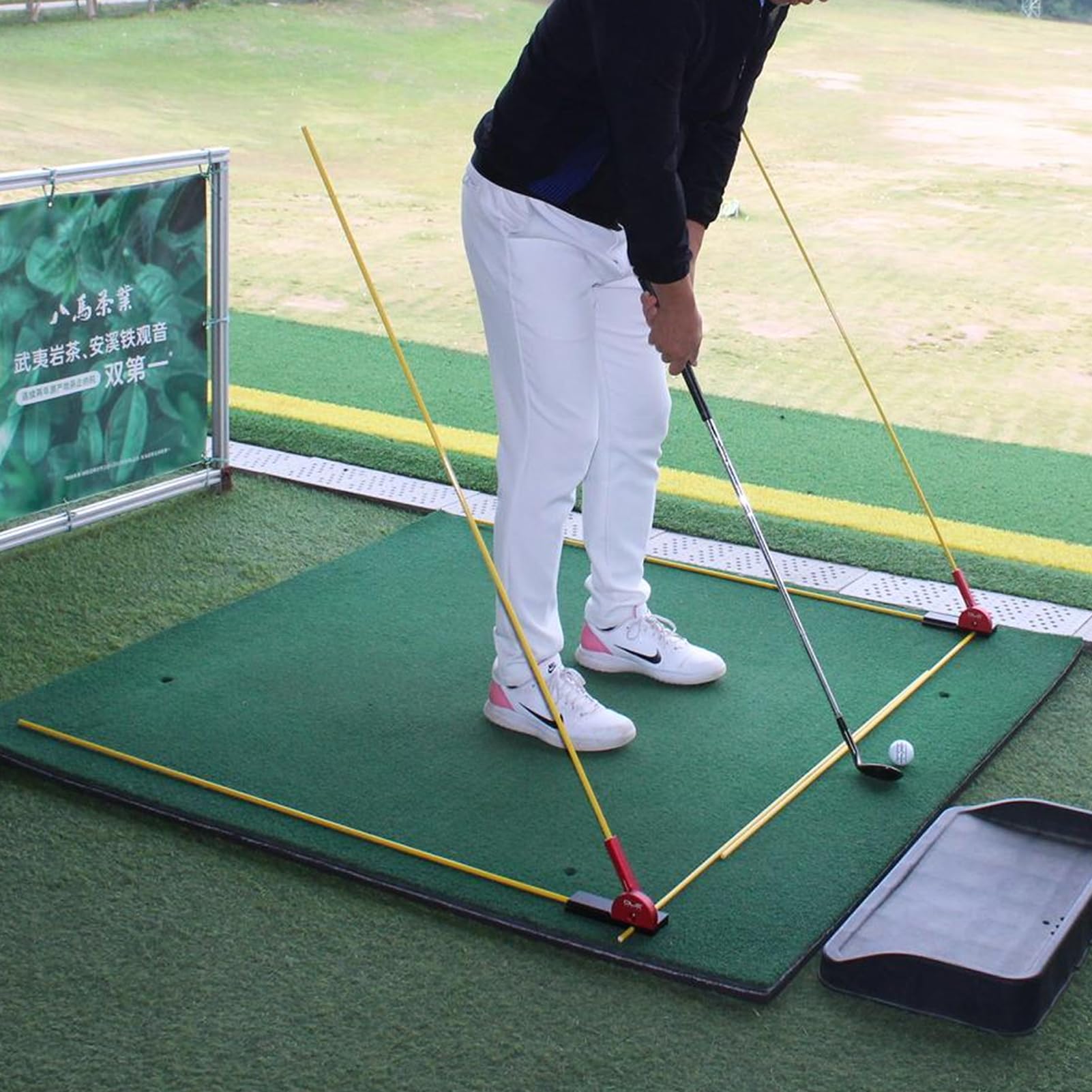 Golf Swing Trainer with 3 Alignment Sticks Portable Golf Training